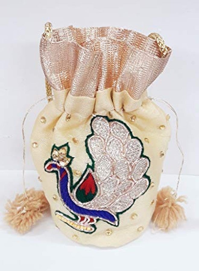 Parakh Beige Golden Colour Potli for Women (Set of 1) - Image 3